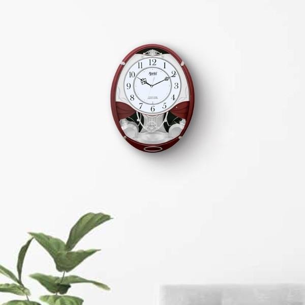Ajanta-Wall-Clock-–-Classic-Musical-Pendulum-Quartz-Wall-Clock-–-Pendulum-Clock-with-Decorative-Daimonds-–-3927-Red