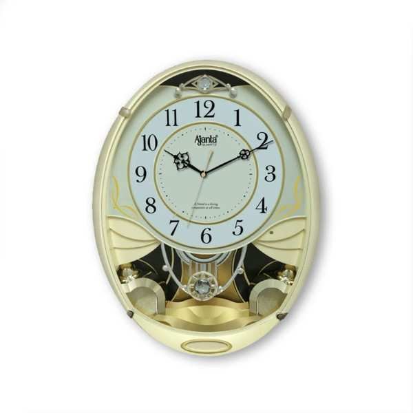 Ajanta-Wall-Clock-–-Classic-Musical-Pendulum-Quartz-Wall-Clock-–-Pendulum-Clock-with-Decorative-Daimonds-–-3927-ivory