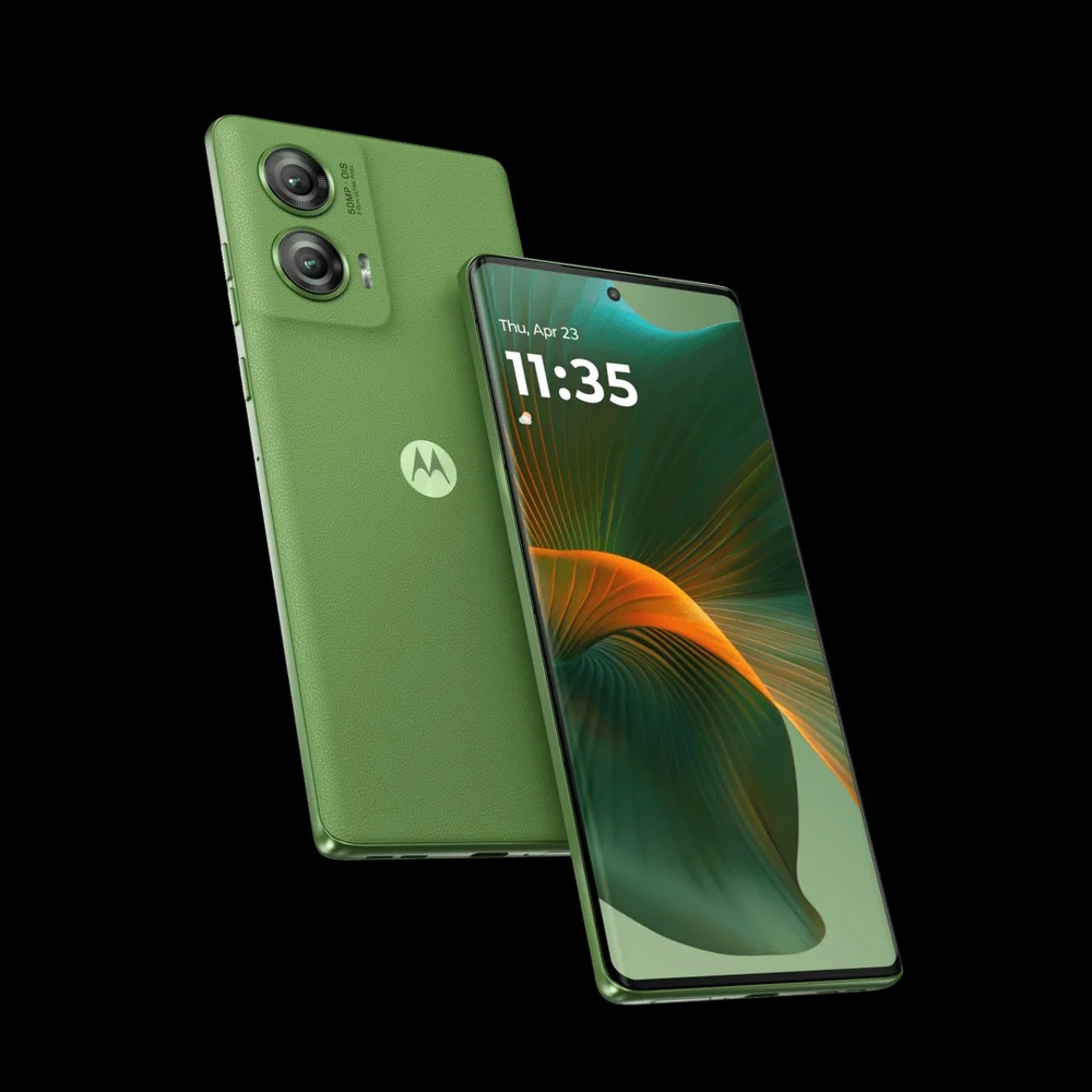 Motorola 50 fusion Forest Green front back inclined
