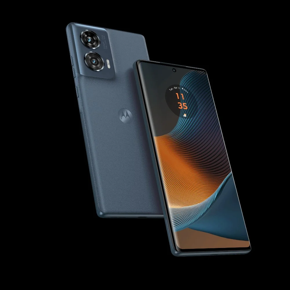 Motorola 50 fusion front back forest blue inclined