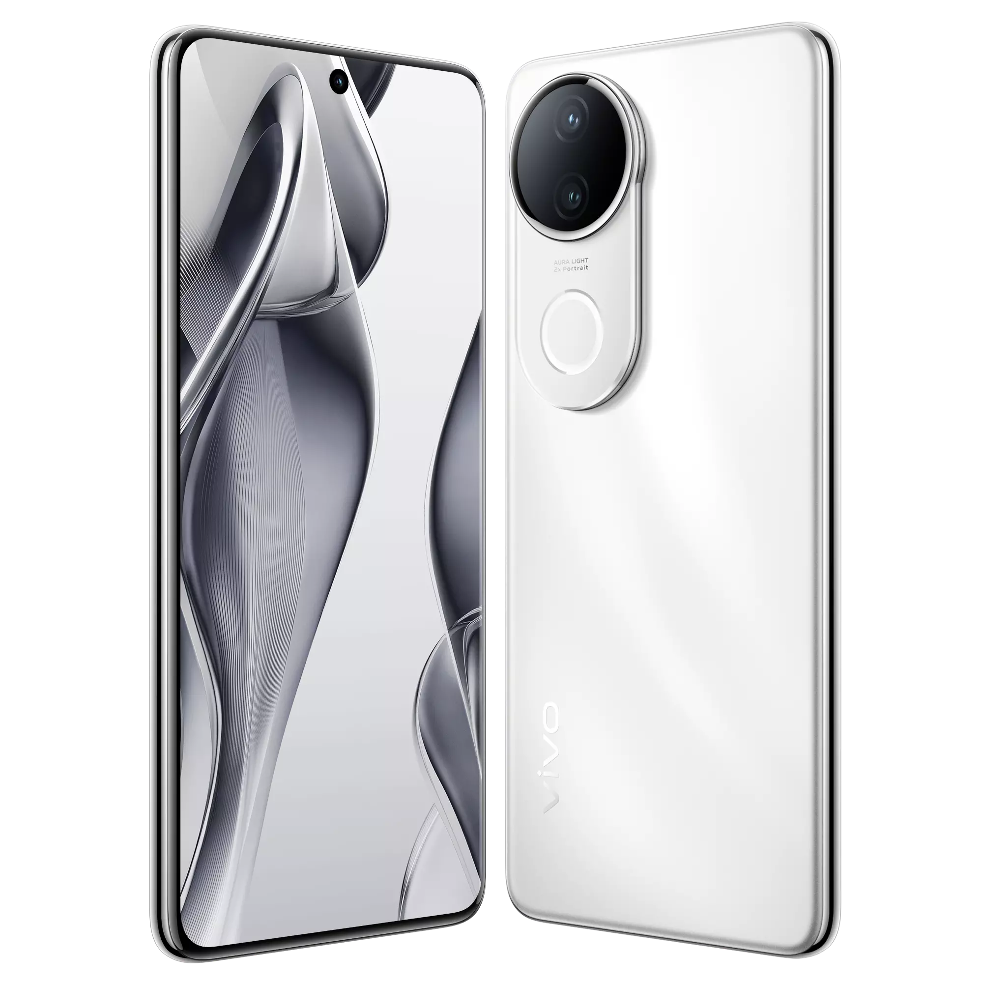 VIVO V50e 5G Pearl White front back inclined 2