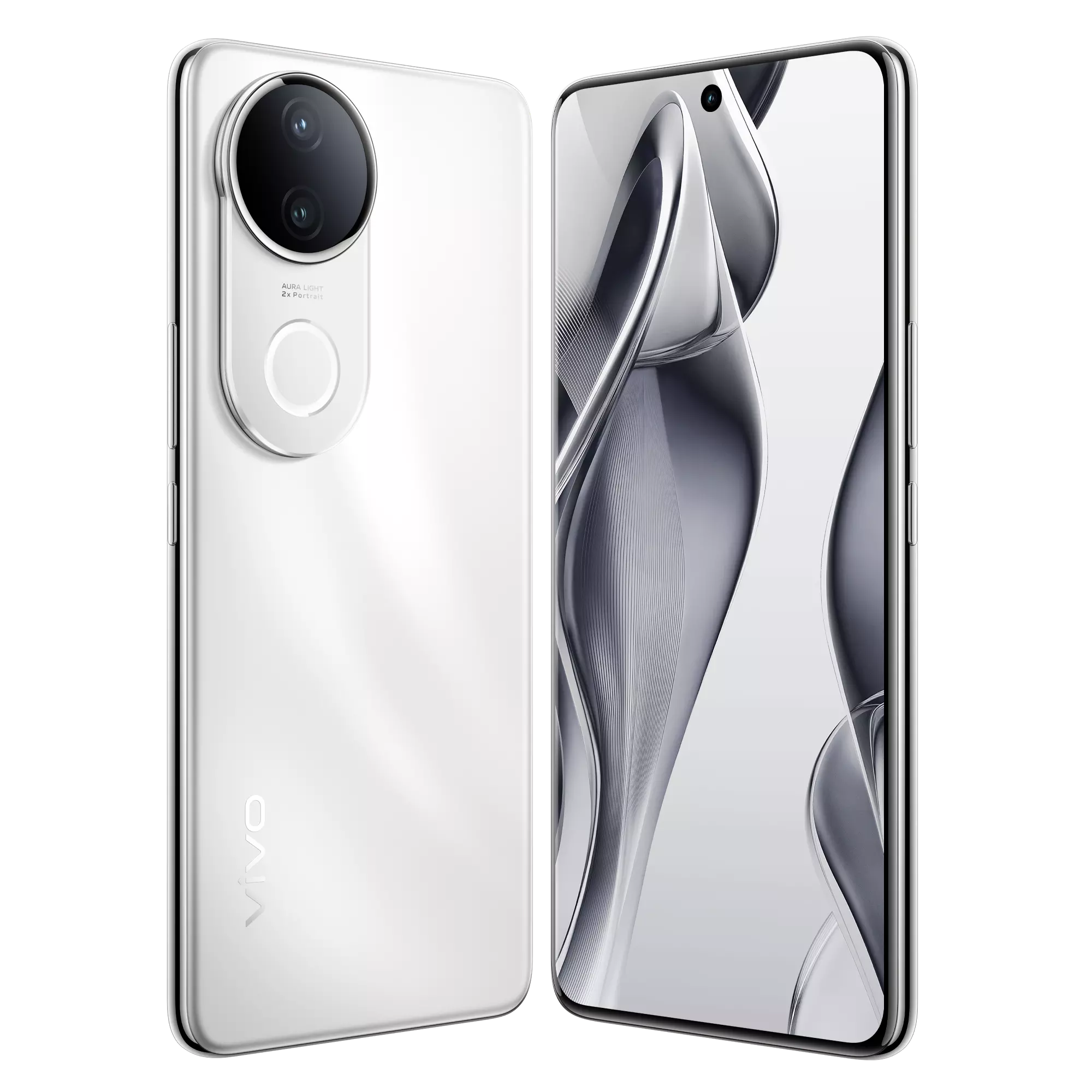 VIVO V50e 5G Pearl White front back inclined