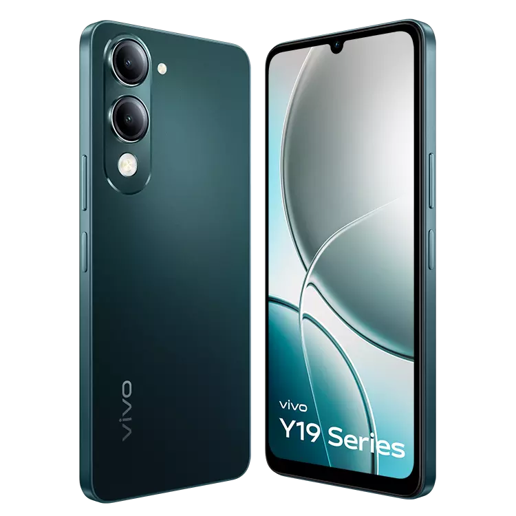 VIVO Y19 5G Majestic Green Front Back Inclined