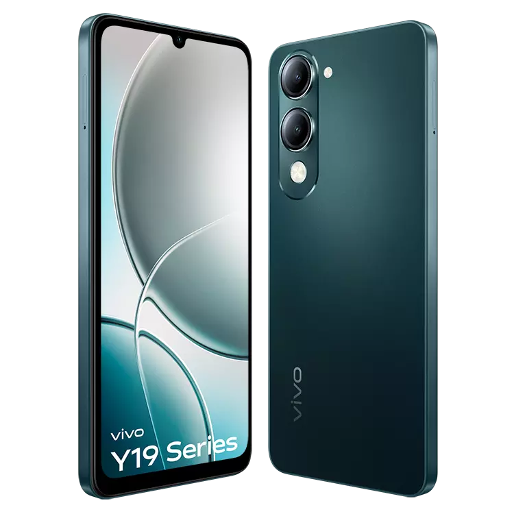 VIVO Y19 5G Majestic Green Front Back Inclined2