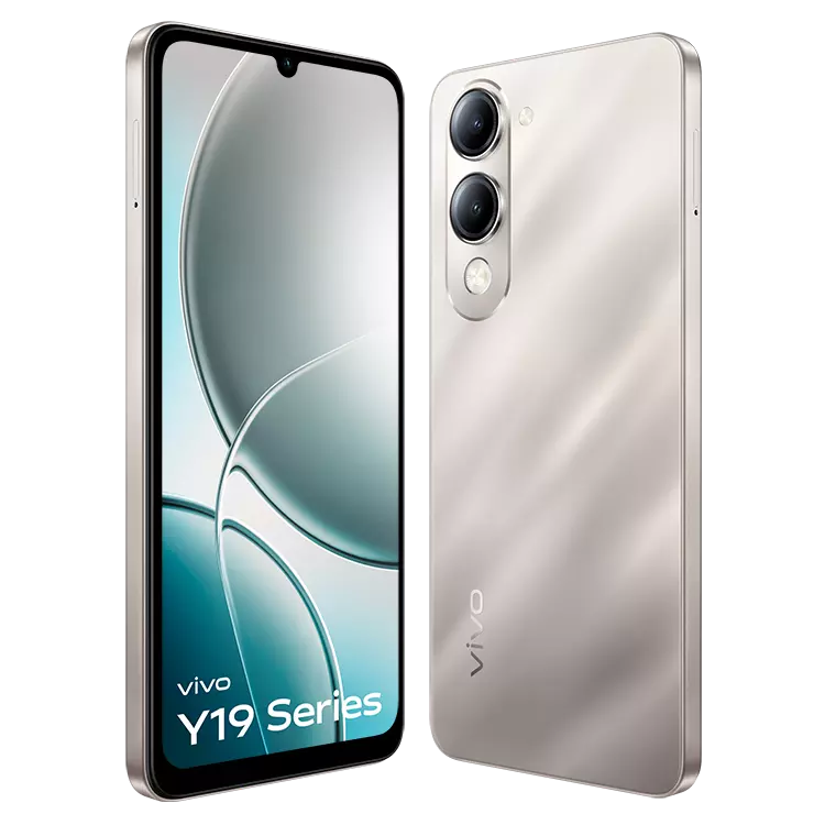 VIVO Y19 5G Titanium Silver FRONT BACK INCLINED2