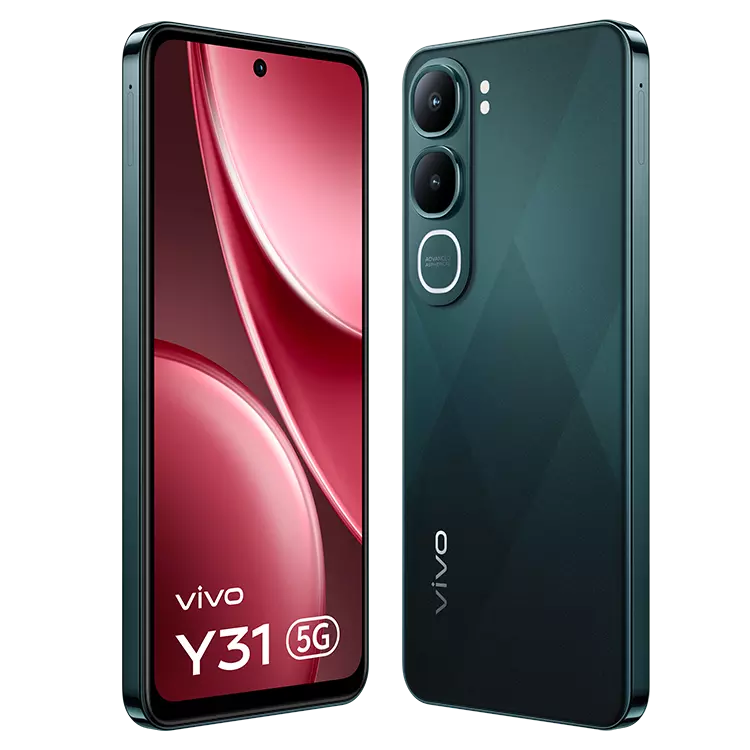 VIVO Y31 5G Diamond Green back front inclined outword2