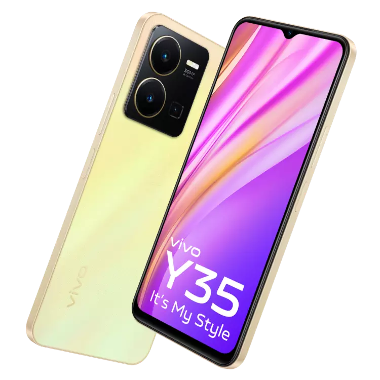 VIVO Y35 DAWN GOLD front back inclined
