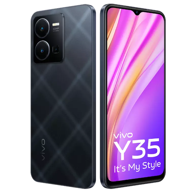 VIVO Y35 agate black front back inclined