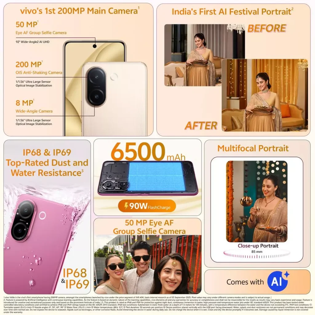 vivo V60e 5G Noble Gold Specifications