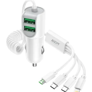 KDM UC88 Dual Port Fast Car Charger 17W 4 in 1