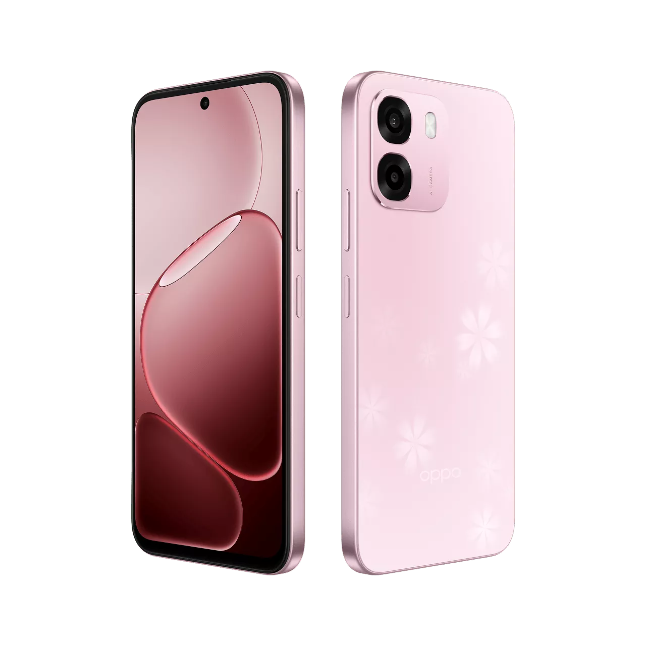 OPPO A6 5G 21 OPPO A6 5G Front Back tilted outword Sakura Pink