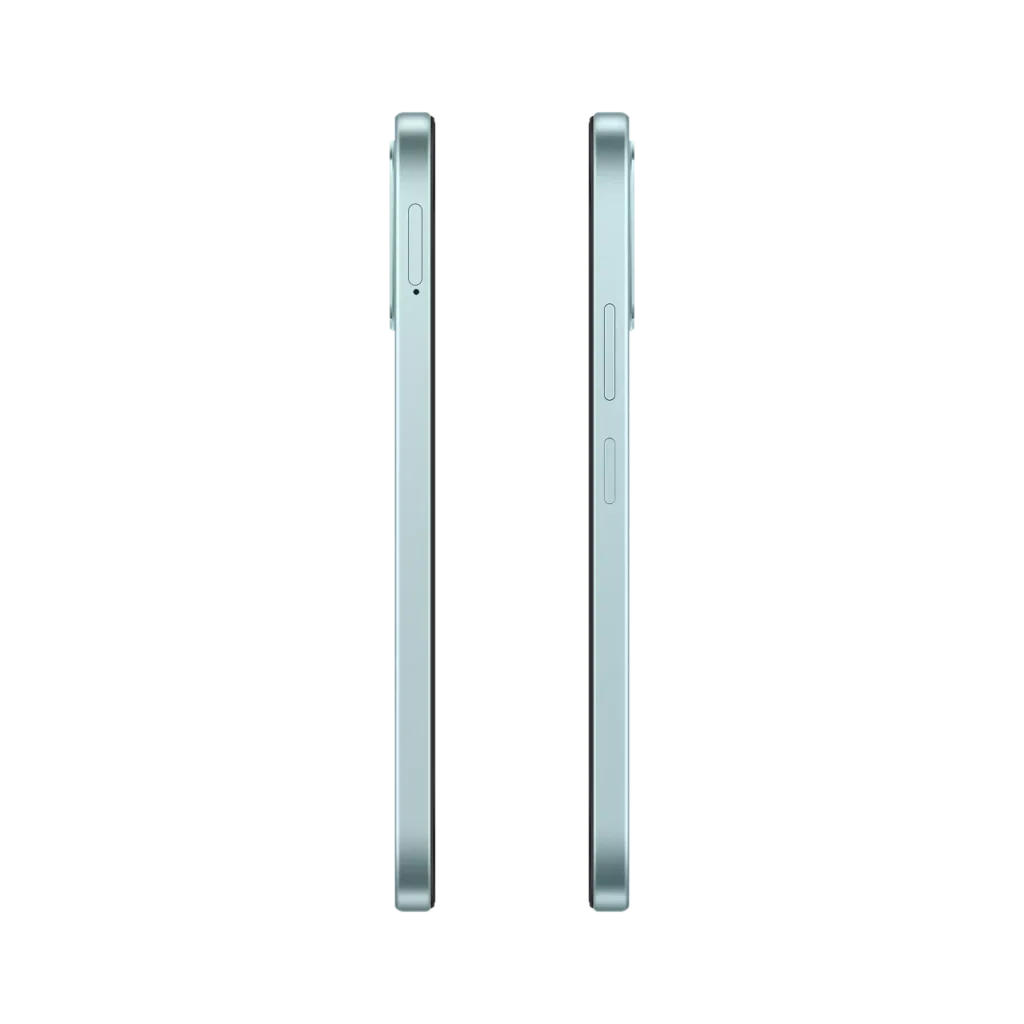 OPPO A6X 4G smartphone in ice blue color side view