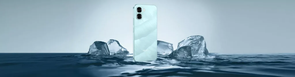 OPPO A6X 4G smartphone in ice blue color