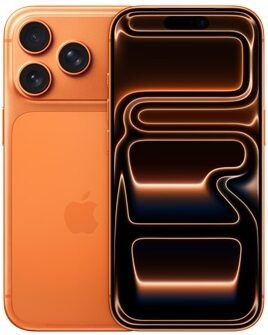 Apple iPhone 17 Pro Max Cosmic Orange front and back