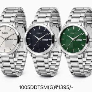 RUBEES 1005DDTSM(G) Gents Silver Metal Strap Day & Date Wrist Watch