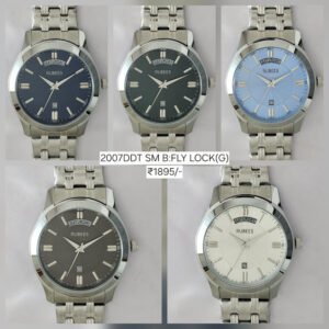 RUBEES 2007DDT SM B:FLY LOCK(G) Gents Silver Metal Strap Day & Date Wrist Watch