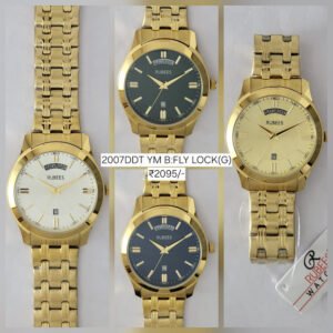 RUBEES 2007DDT-YM Golden Belt Day Date Gents Watch