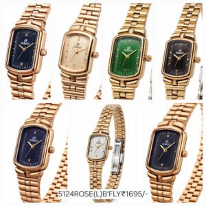RUBEES 5124ROSE(L) B'FLY Ladies Rose Gold Rectangular Dial Wrist Watch
