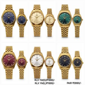 RUBEES RLX YM(G) & RLX YM(L) Matching Gold‑Tone Couple Watches